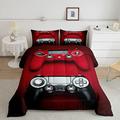 Gaming Bedding Set Red Video Game Controller Duvet Teens Boys 3 Piece Gamer Duvet Comforter Set 1 Comforter + 2 Pillowcases (Double, Black)