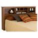 King size Bookcase Headboard with Adjustable Shelf in Cherry Finish - 11 x 81.5 x 43 inches