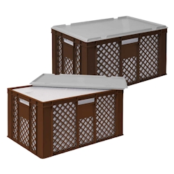 BRB 2x 35 Liter Thermobox aus EPS in Eurobox durchbrochen 600x400x320, braun +Deckel Image