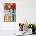 East Urban Home Still Life w/ Vase & Flowers on Red Striped Tablecloth by Patty Baker - Wrapped Canvas Painting Canvas in Blue/Red | Wayfair