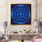 East Urban Home Neon Deep Horoscope Circle w/ Zodiac Signs - Graphic Art on Canvas Canvas, Wood in Blue | 30 H x 30 W x 1 D in | Wayfair