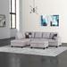 Gray Sectional - Wade Logan® Palmer Square 103.5" Wide Sofa & Chaise w/ Ottoman Linen, Wood | 35 H x 103.5 W x 74.5 D in | Wayfair