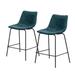 17 Stories 24" Faux Leather Bar Stool Set Of 2 Upholstered/Leather/Metal/Faux leather in Blue/White/Black | 35 H x 22 W x 18 D in | Wayfair