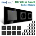 Wallpad – Module de bricolage, panneau en verre noir, prise de courant murale, fonction S6, combinaison sans clé