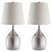 Modern Design Chrome and Silver Table Lamp with Fabric Shade (Set of 2)