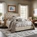 Knightsbridge Beige Linen Rolled Top Tufted Chesterfield Platform Bed by iNSPIRE Q Artisan