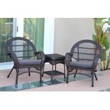 3Pc Santa Maria Espresso Wicker Chair Set - Steel Blue Cushions- Jeco Wholesale W00208_2-CES033