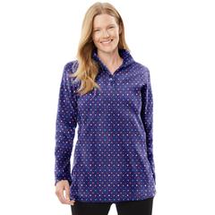 Plus Size Women's Microfleece Quarter-Zip Pullover by Woman Within in Navy Multi Fun Dot (Size M)