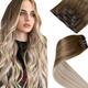 LaaVoo Clip in Hair Extensions Real Human Hair 5pcs 80g 14 inch Balayage Light Brown to Ash Blonde and Platinum Blonde Hair Extensions Clip in Remy Human Hair Extensions Clip in Real Hair #8/18/60
