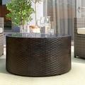 Beachcrest Home™ Sneed Coffee Table Glass/Wicker/Rattan in Brown | 16.25 H x 32 W x 32 D in | Outdoor Furniture | Wayfair