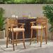 Gracie Oaks Peper Wood Patio Bar Stool w/ Cushion Wood in Brown | 46.5 H x 22.75 W x 22.75 D in | Wayfair 9EDE389271594688BD9FDBAD7901562D