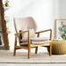 Armchair - Union Rustic Amantha 24.02" Wide Tufted Polyester Armchair Wood/Polyester in White/Brown | 35.83 H x 24.02 W x 28.75 D in | Wayfair