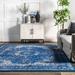 Blue 96 x 0.3 in Area Rug - Bungalow Rose Julieanna Power Loom Performance Oriental Dark Rug Polypropylene | 96 W x 0.3 D in | Wayfair