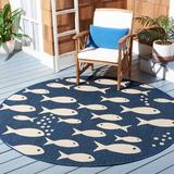 Blue/Navy 48 x 0.25 in Area Rug - Sand & Stable™ Baby & Kids Avani Navy/Beige Indoor/Outdoor Area Rug, Polyester | 48 W x 0.25 D in | Wayfair