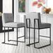 Everly Quinn Ammaria Black Stainless Steel Counter Stool Upholstered/Metal in Gray | 40 H x 19 W x 23.5 D in | Wayfair