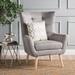 Wingback Chair - Viv + Rae™ Buchholz 31.75" Wide Tufted Wingback Chair Wood/Polyester/Polyester/Fabric in Gray | 40.5 H x 31.75 W x 30 D in | Wayfair