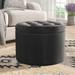 Stansell 22" Wide Tufted Round Storage Ottoman Faux Leather in Black Laurel Foundry Modern Farmhouse® | 16.25 H x 22 W x 22 D in | Wayfair