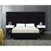 Everly Quinn Tufted Platform Bed Upholstered/Velvet in Black | 64 H x 76 W x 80 D in | Wayfair FCF3A9E21D4A47FB861107A4E683BCDE