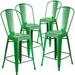 Wrought Studio™ Angelean 24" High Distressed Metal Indoor-Outdoor Counter Height Stool - Back Metal in Green | 40.25 H x 17.75 W x 22 D in | Wayfair