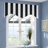 Longshore Tides Hazeltine Stripe Tailored 50" Kitchen Curtain Polyester/Linen/Cotton Blend in White/Black | 17 H x 50 W x 1 D in | Wayfair