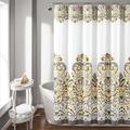 World Menagerie Bridgetown Damask Single Shower Curtain Polyester in Gray/Blue/White | 72 H x 72 W in | Wayfair F57AA39585A544D481EA477C658EDA01