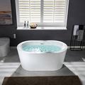 WoodBridge 56" x 32" Freestanding Soaking Acrylic Bathtub Acrylic | 24 H x 56 W in | Wayfair B0088 -C-Drain &O