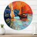 Designart 'Chinese Sailboat Arriving During Red Evening Sunset Glow' Traditional wall clock