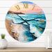 Designart 'Pastel Purple Sunset Over Incoming Ocean II' Nautical & Coastal wall clock