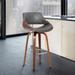 Mona Gray Faux Leather and Black or Walnut Wood Swivel Counter or Bar Stool