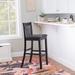 Piedmont Black 31-Inch Slat Back Bar Stool with Faux Leather Cushion