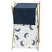 Moon and Star Collection Laundry Hamper - Navy Blue and Gold Watercolor Celestial Sky