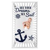 Navy Blue White Anchors Boy Girl Photo Op Fitted Crib Sheet - Nautical Ocean Sailboat Sea Sailor Anchor Unisex Gender Neutral