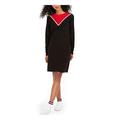 Tommy Hilfiger Womens Black Color Block Long Sleeve Jewel Neck Above The Knee Sheath Dress UK Size:24