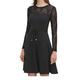 Tommy Hilfiger Women's Lace Sleeve Fit and Flare Dress, Black, 6