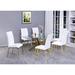 Orren Ellis Dreier 6 - Person Dining Set Upholstered/Glass/Metal in Gray | Wayfair 0817B705461646D1A46B0B008C4422E2