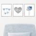 Outside In Art Studio Blue & Gray Flowers & Personalized Heart, Paper Set Paper | 14 H x 11 W x 0.06 D in | Wayfair