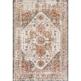 Gray/White 96 x 0.31 in Area Rug - Charlton Home® Gulbranson Traditional Medallion Power Loom Performance Beige Rug Polypropylene | Wayfair