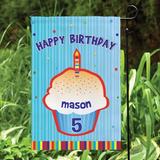 The Party Aisle™ Mote Happy Birthday Personalized Polyester 18 x 12 in. Garden Flag in Blue | 17.5 H x 12 W in | Wayfair