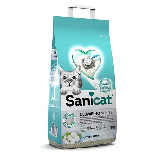 10l Sanicat Klumpende Katzenstreu Weiß Baumwolle Frisch für Katze