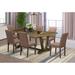 East West Furniture Dining Table Set- a Kitchen Table and Light Sable Linen Fabric Chairs, Distressed Jacobean(Pieces Options)