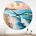 Designart 'Pastel Purple Marine Sunset By Ocean Beach' Nautical & Coastal wall clock