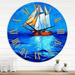 Designart 'Sailboat Arriving in Blue Sky' Traditional wall clock