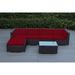 Ohana Outdoor Patio 6 Piece Black Wicker Sofa Sectional with Cushions - No Assembly