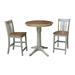 30" Round Pedestal Gathering Height Table With 2 San Remo Counter Height Stools - Set of 3 Pieces