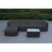 Ohana Outdoor Patio 6 Piece Black Wicker Sofa Sectional with Cushions - No Assembly