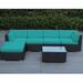 Ohana Outdoor Patio 6 Piece Black Wicker Sofa Sectional with Cushions - No Assembly