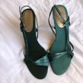 Nine West Shoes | 9 West Metallic Jade Green Leather Sling Back Sz10 | Color: Green | Size: 10