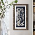 Bungalow Rose Chinese Bird's-eye View in Navy I - Picture Frame Painting Print on Paper in Blue/Green/White | 43.5 H x 23.5 W x 1.5 D in | Wayfair