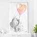 Indigo Safari Baby Elephant Heart (Vertical) By Jodi - Graphic Art in White | 60 H x 36 W x 1.5 D in | Wayfair 728ACB4A7E66427F8776E18C33BE9EED