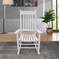 Red Barrel Studio® Wooden Porch Rocker Chair Wood/Solid Wood in White | 45.3 H x 24.3 W x 33 D in | Wayfair 1035390F0CF84448B264AE173FB91402